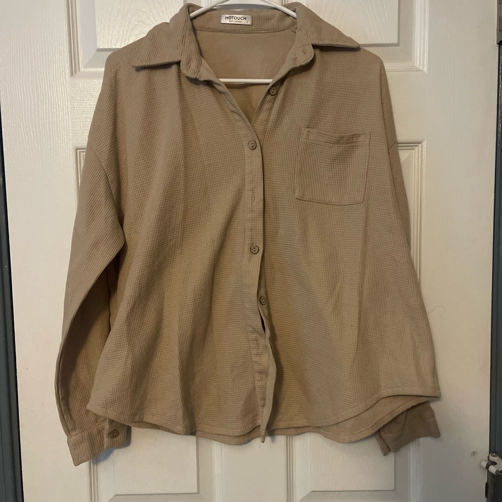 Tan Long Sleeve Button-Up Shirt
